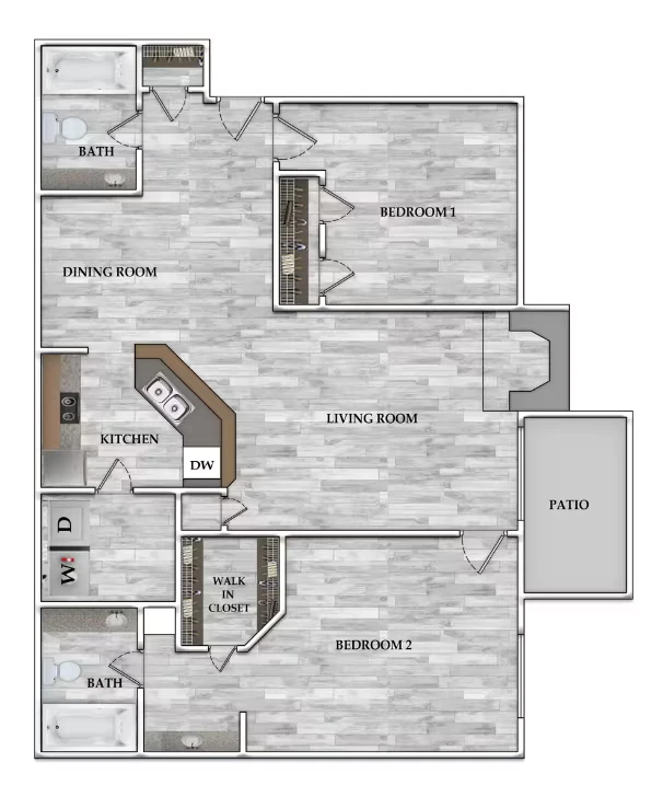 2x1 900 SF 415 floor plan